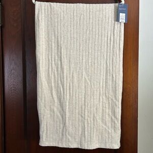 Beige Ribbed Knit Skirt